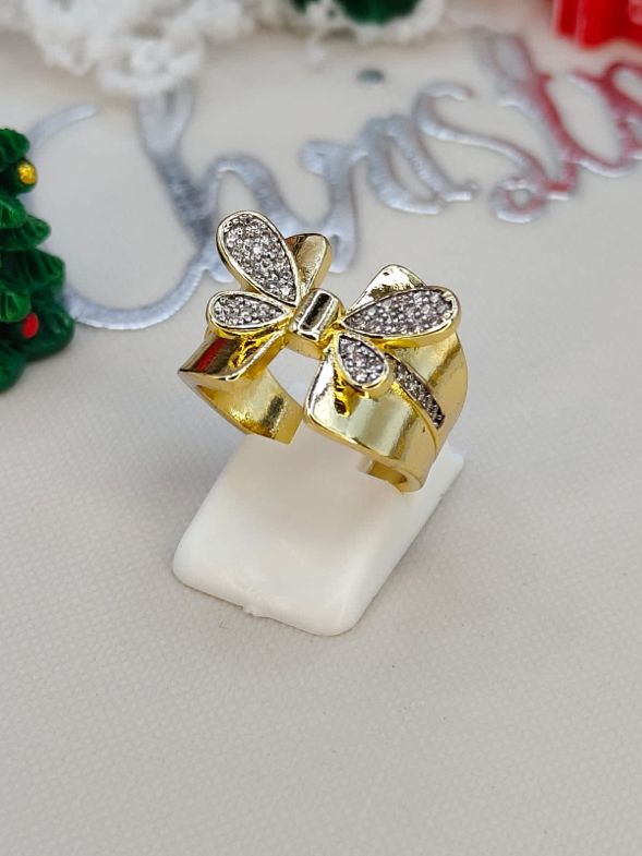 Pierścionek Motyl z cyrkoniami – stal chirurgiczna 316L regulowany