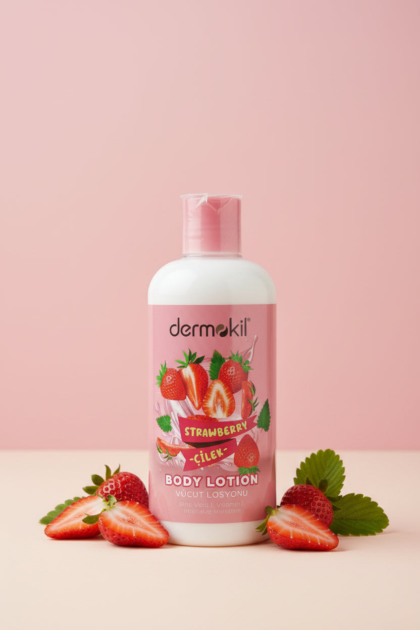 🍓 Dermokil Strawberry – Nawilżające Mleczko do Ciała z Aloesem i Witaminą E